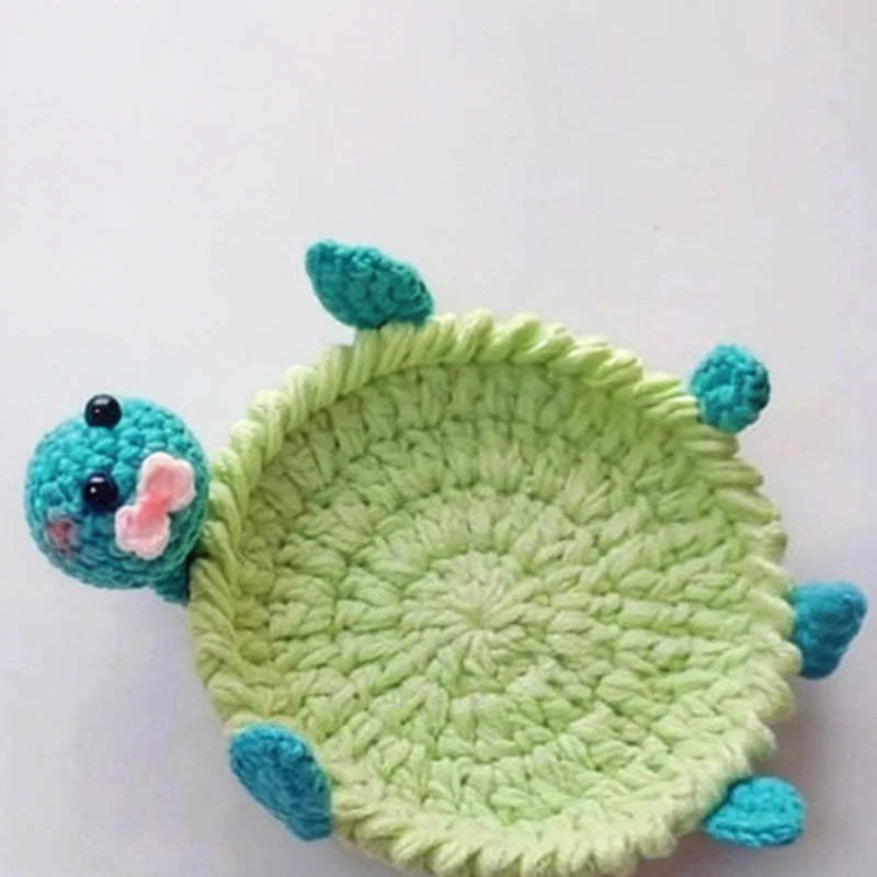 Handmade Crochet Animal Coaster Cute Knitted Turtle Squirrel Duck Cup Mat Cotton Yarn Heat-Resistant Drink Coaster For Home Deco