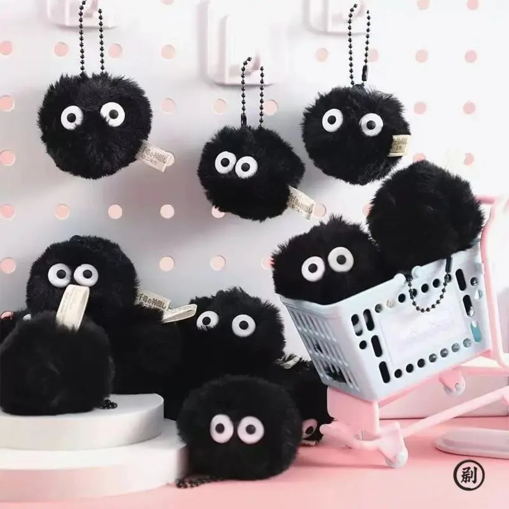 10pcs  Doll Pendant Keychain Bag Accessories Cute Plush Black Coal Ball Cartoon Toy Pendant Gift Wholesale