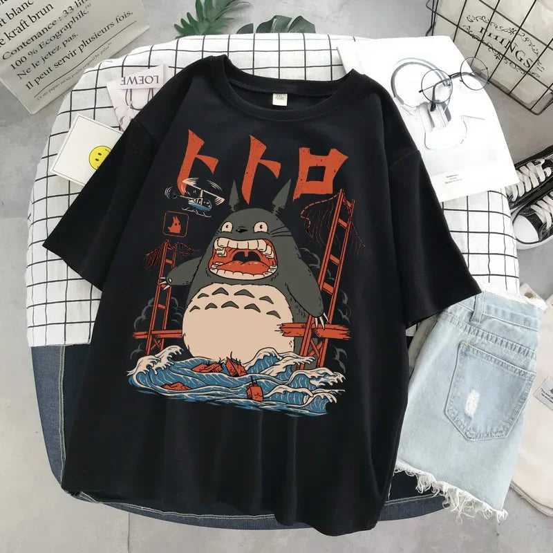Printed Men's and Women's Casual Loose Round Neck Short Sleeves Anime Tshirt