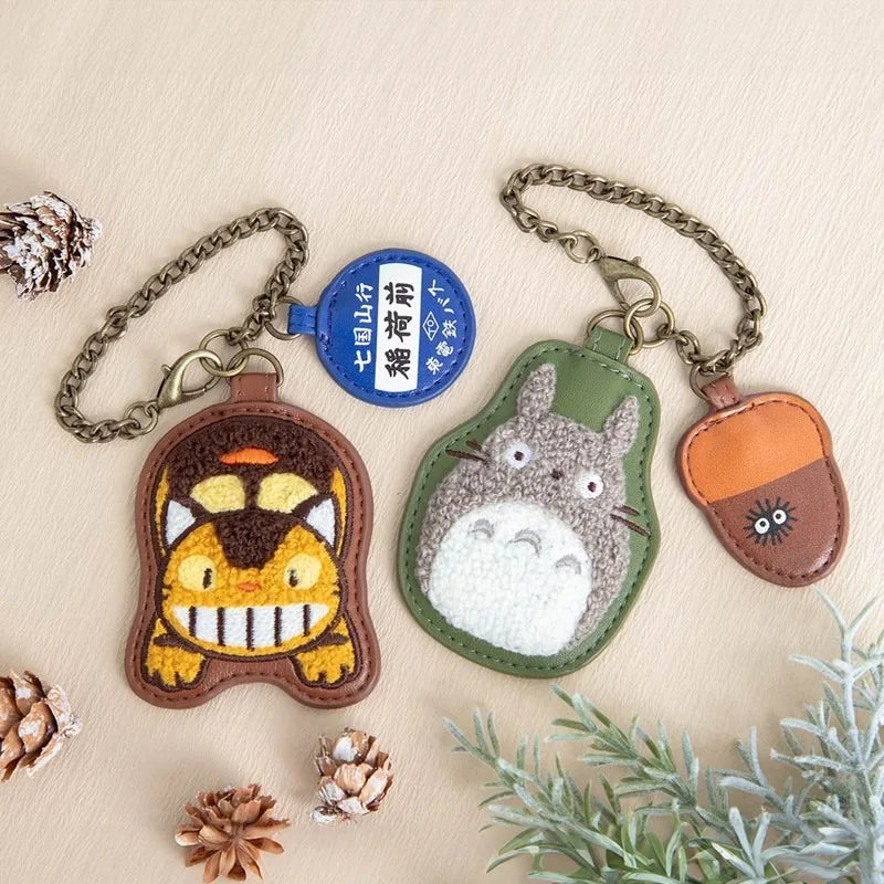 Cute Anime Embroidery Keychain with Delicate Metal Sweet Lovely Decorative Bag