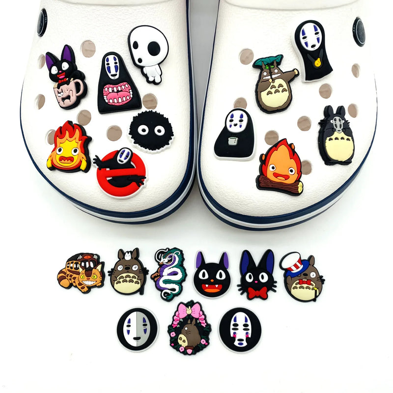 20pcs Set Cute Calcifer Jiji Figures Hole Shoes Charms Diy Buckle Accessories Pvc