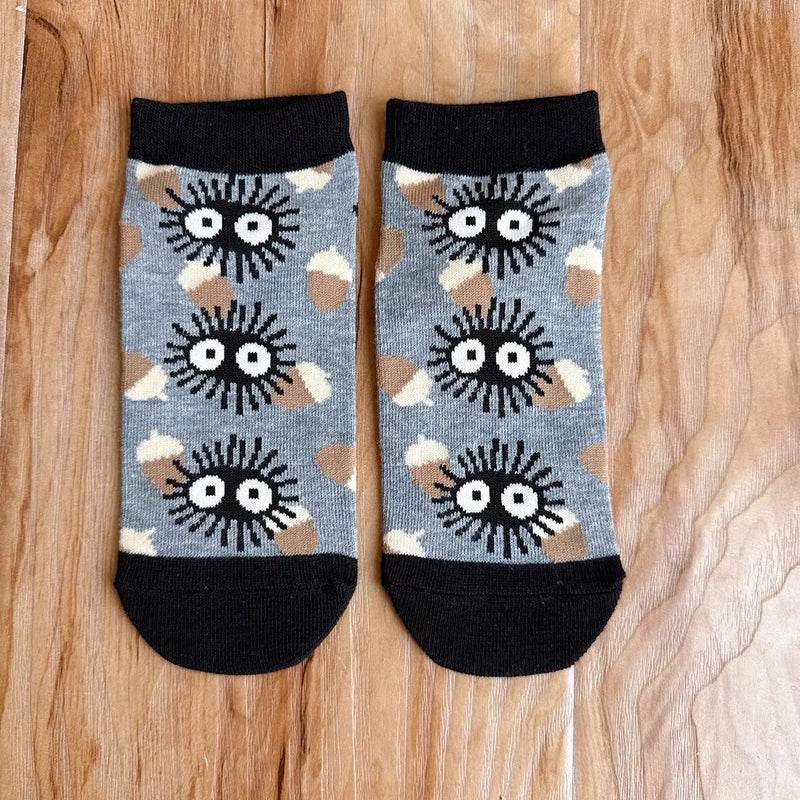 Japanese Anime  Grey Cat Socks Cute Calcifer Short Socks Jiji Socks Birthday Gifts For Girls