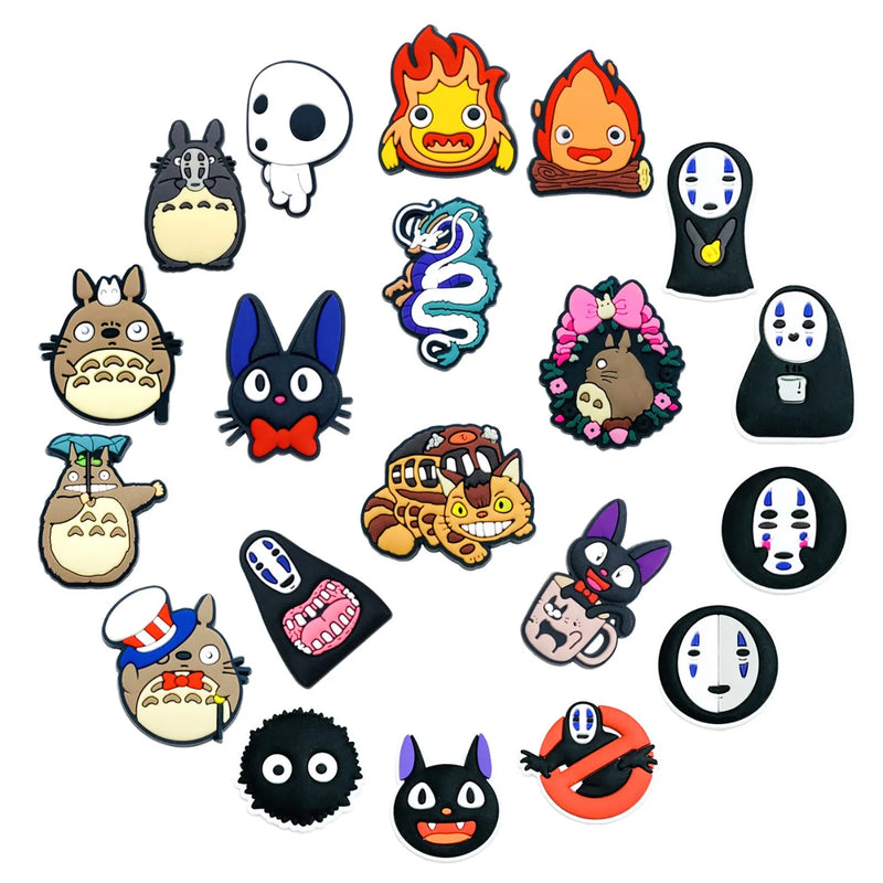 20pcs Set Cute Calcifer Jiji Figures Hole Shoes Charms Diy Buckle Accessories Pvc