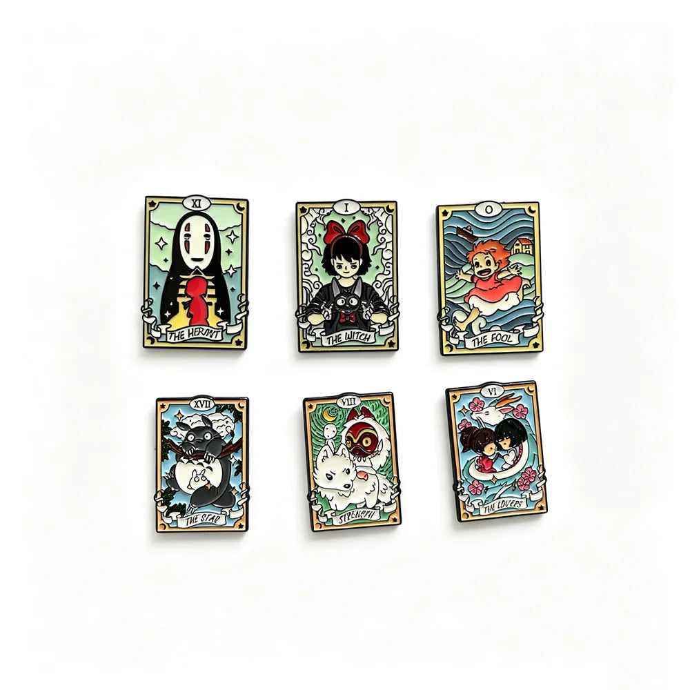 6pcs Animal Enamel Brooch Set Cartoon Cat Design Metal