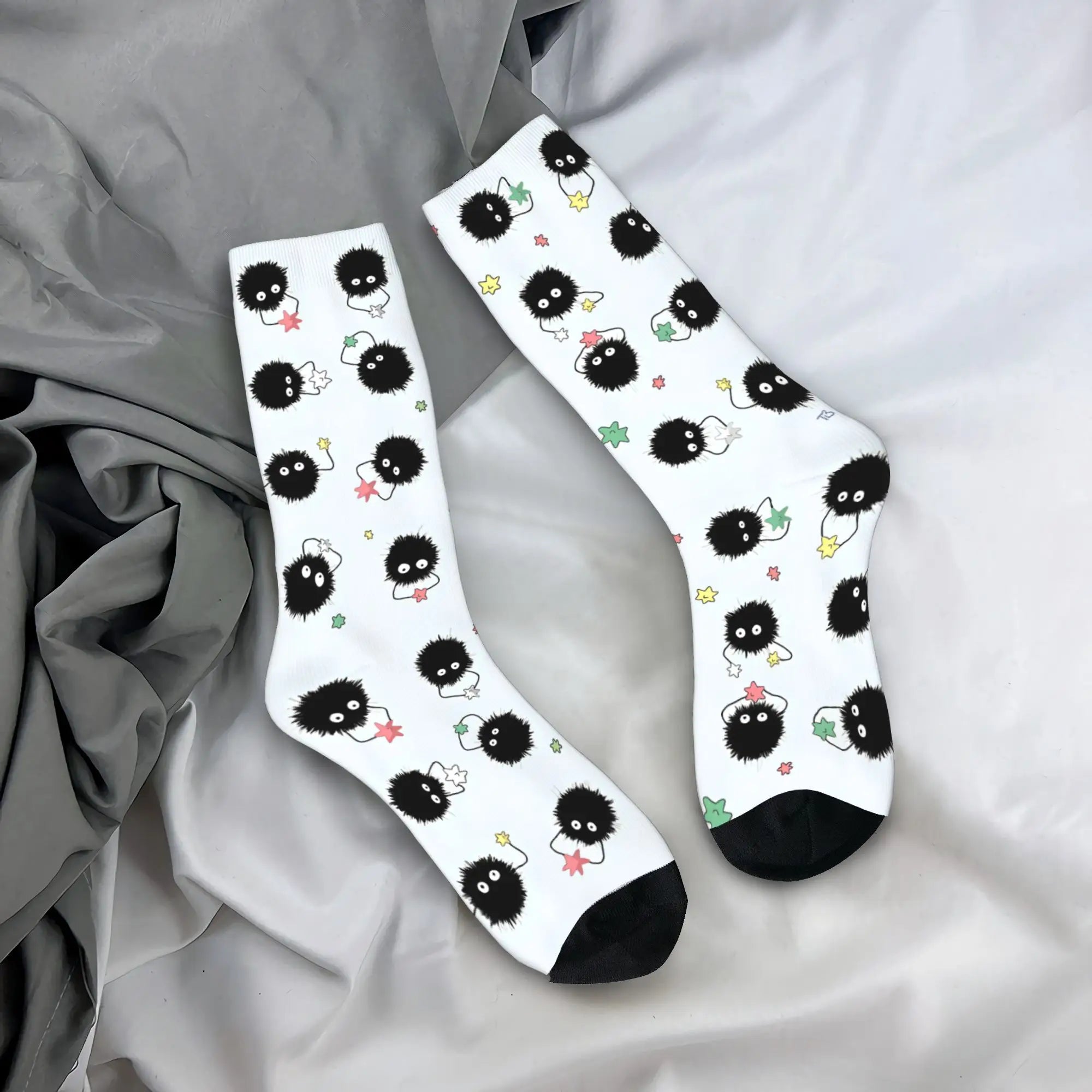 Men Socks Hip-hop Susuwatari Soot Sprites Stockings Winter Kawaii Warm Soft Socks Running Anti Bacterial Socks