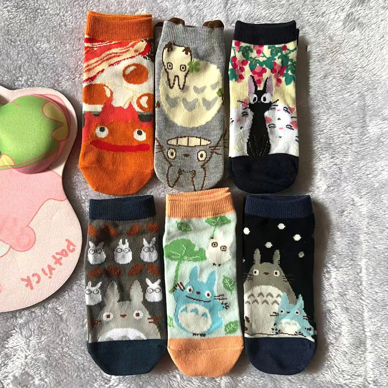 Japanese Anime  Grey Cat Socks Cute Calcifer Short Socks Jiji Socks Birthday Gifts For Girls