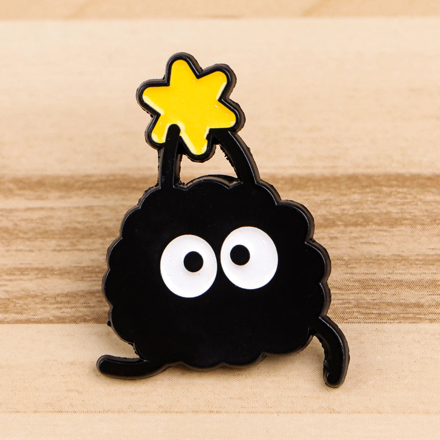 Cute Black Charcoal Enamel on Backpack Women's Brooches Hat Lapel Pins Cosplay