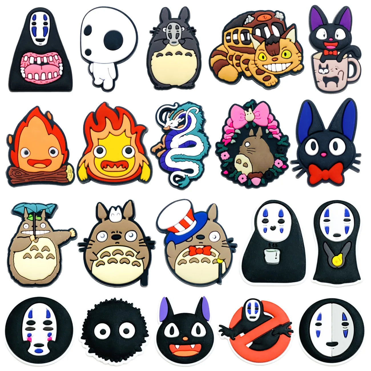 20pcs Set Cute Calcifer Jiji Figures Hole Shoes Charms Diy Buckle Accessories Pvc