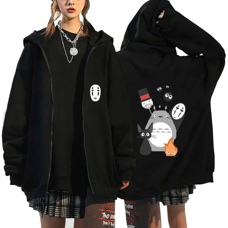 New Hot  Hoodie Women Anime Back Print Cotton Casual Autumn Winter Streetwear Fashion Cosplay Jacket