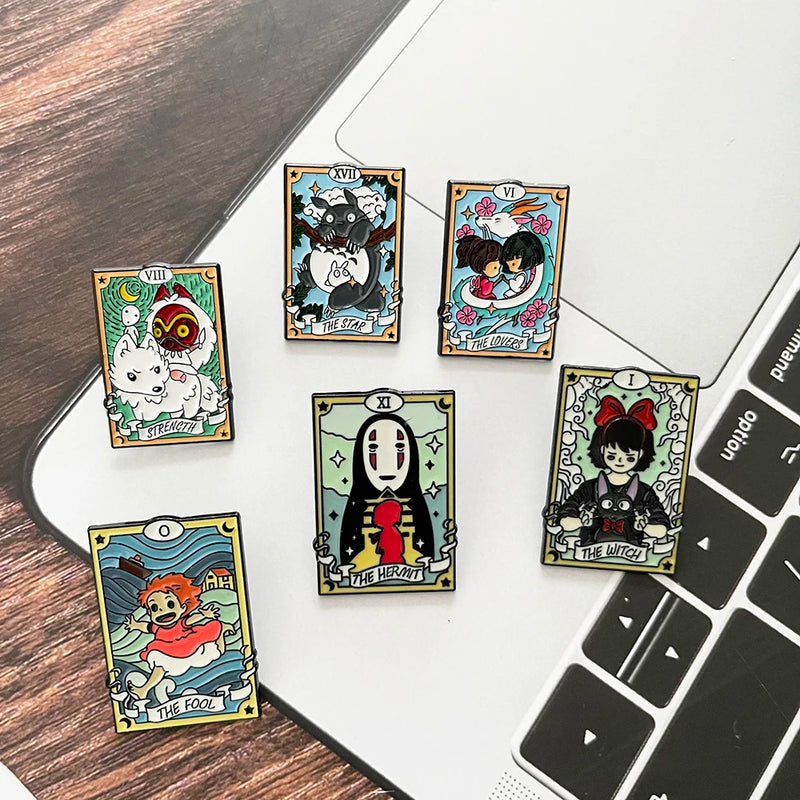 6pcs Animal Enamel Brooch Set Cartoon Cat Design Metal