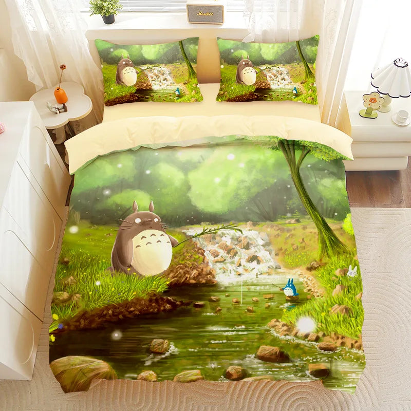 Cartoon Print Bedding Set Duvet Cover T- Bedding Set Comforter Bed Youth Home Decor Kids Boys Girls Gift
