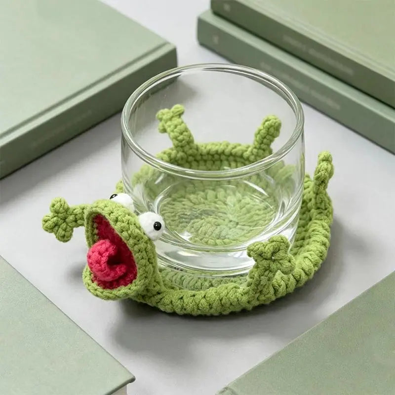 Handmade Crochet Animal Coaster Cute Knitted Turtle Squirrel Duck Cup Mat Cotton Yarn Heat-Resistant Drink Coaster For Home Deco