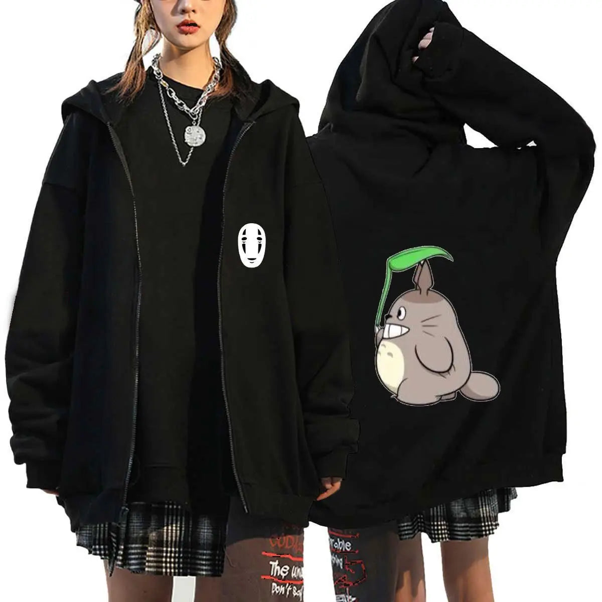 New Hot  Hoodie Women Anime Back Print Cotton Casual Autumn Winter Streetwear Fashion Cosplay Jacket